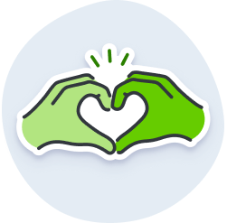 An icon of two hands coming together to form a heart shape.