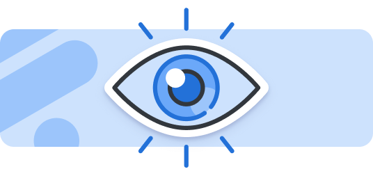 Blue eye icon with "Our Vision" heading.