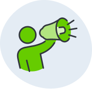 An icon of a person holding a megaphone.