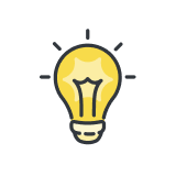 An icon of a glowing yellow lightbulb, symbolizing an idea or innovation.