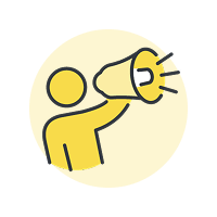 An icon of a person holding a megaphone, symbolizing advocacy or communication.