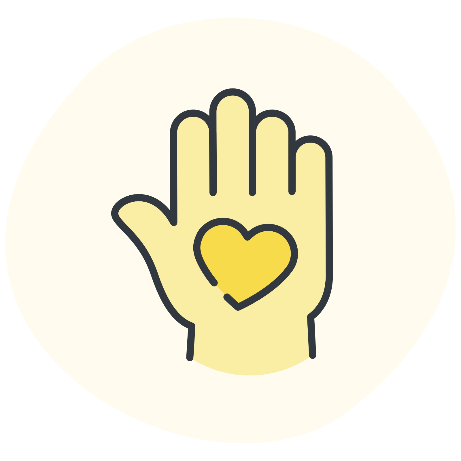 Icône de mains en forme de cœur (fond clair)